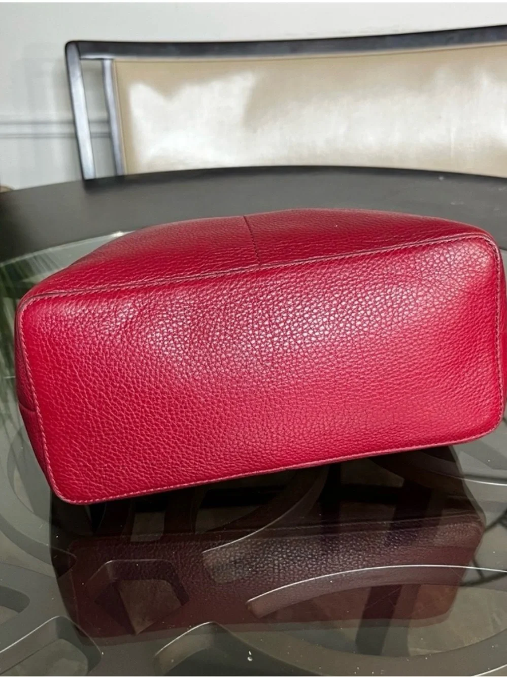 Michael Kors Bedford Red Pebbled Leather Tote Bag